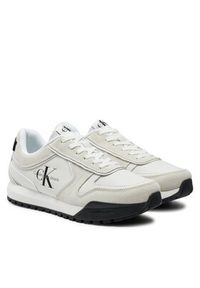 Calvin Klein Jeans Sneakersy Toothy Runner Irregular Lines YM0YM00624 Biały. Kolor: biały. Materiał: skóra