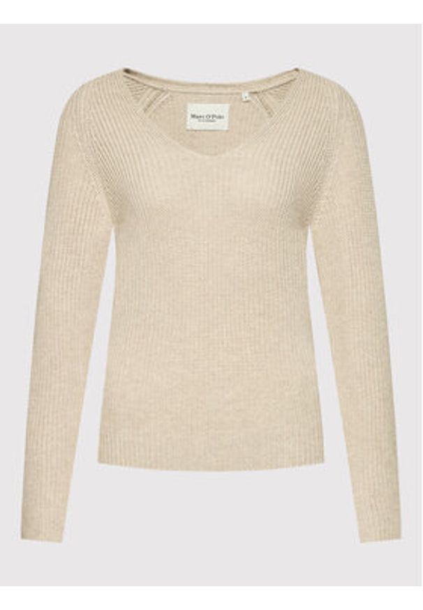 Marc O'Polo Sweter B01 6059 60097 Beżowy Regular Fit. Typ kołnierza: polo. Kolor: beżowy. Materiał: bawełna