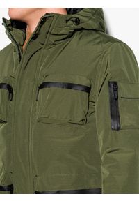 Ombre Clothing - Kurtka męska C450 - khaki - L. Kolor: brązowy. Materiał: poliester. Wzór: aplikacja. Sezon: zima #8