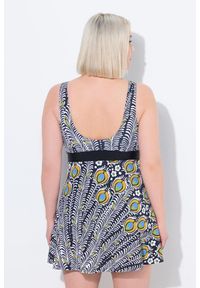 ULLA POPKEN - Damska Sukienka Kąpielowa paw miękkie miseczki podszewka Powermesh. Kolekcja: plus size. Kolor: czarny. Materiał: elastan, poliamid, materiał