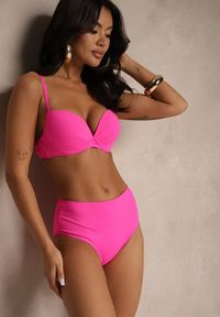 Renee - Fuksjowe Basicowe Bikini Biustonosz i Majtki Figi Natonea. Kolor: różowy