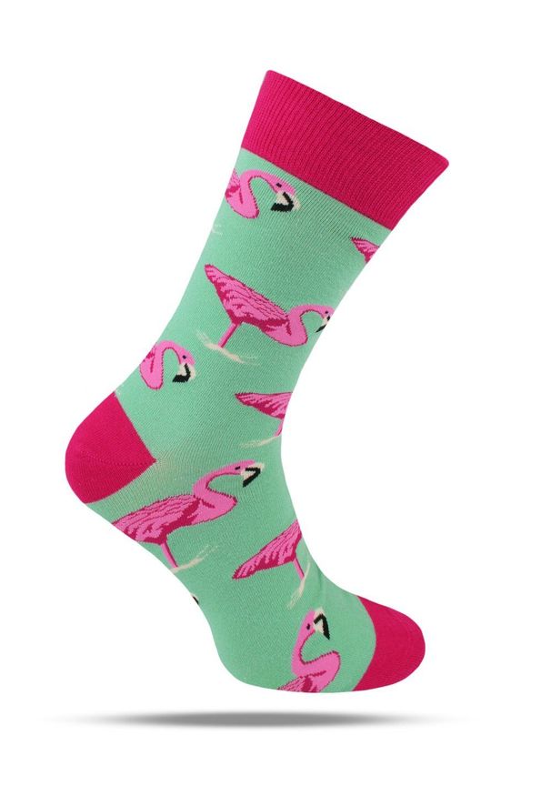 His Story - Tematyczne Skarpetki Bawełniane - Różowe Flamingi. Kolor: wielokolorowy. Materiał: elastan, bawełna, poliamid