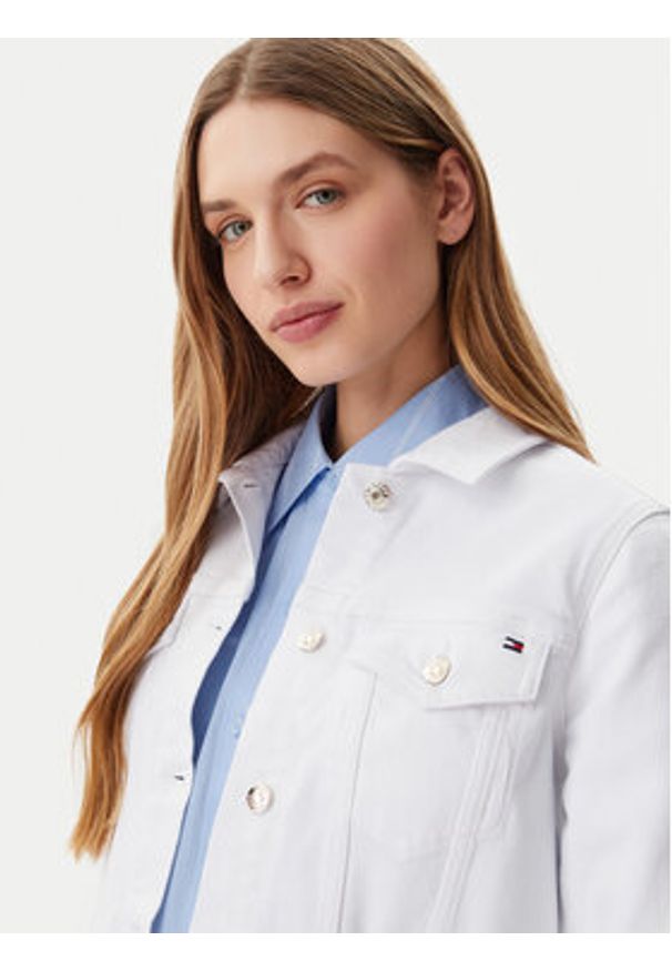 TOMMY HILFIGER - Tommy Hilfiger Kurtka jeansowa WW0WW44374 Biały Regular Fit. Kolor: biały. Materiał: bawełna