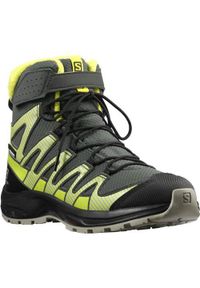 salomon - Buty do chodzenia damskie Salomon Xa Pro V8 Winter Mid Cswp J. Wysokość cholewki: za kostkę. Zapięcie: rzepy. Kolor: szary. Materiał: guma, syntetyk, tkanina, materiał. Szerokość cholewki: normalna. Styl: sportowy