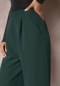 Renee - Ciemnozielone Szerokie Spodnie w Eleganckim Stylu Hanessame. Kolor: zielony. Styl: elegancki