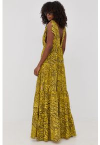 TwinSet - Twinset sukienka bawełniana kolor żółty maxi rozkloszowana. Kolor: żółty. Materiał: bawełna. Typ sukienki: rozkloszowane. Długość: maxi #4