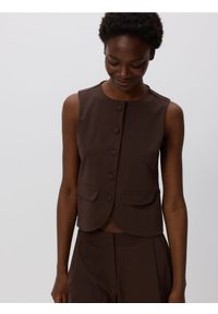 Reserved - Garniturowa kamizelka - brązowy. Kolor: brązowy. Materiał: tkanina #1