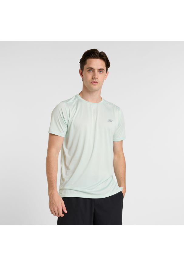 Koszulka męska New Balance MT41222CYS – miętowa. Kolor: miętowy. Materiał: materiał, poliester. Sport: fitness