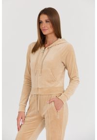 Juicy Couture - JUICY COUTURE Beżowa bluza Madison Hoodie. Kolor: beżowy