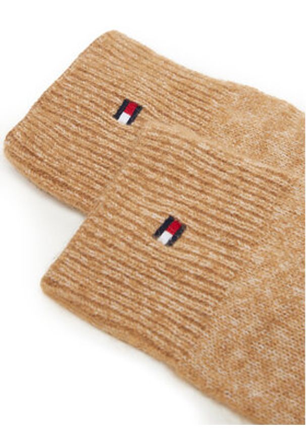 TOMMY HILFIGER - Tommy Hilfiger Rękawiczki Damskie Flag Fluffy AW0AW17797 Beżowy. Kolor: beżowy. Materiał: poliester