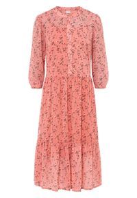 Sukienka szyfonowa z poliestru z recyklingu bonprix kremowy jasnoróżowy w kwiaty. Kolor: różowy. Materiał: szyfon, poliester. Wzór: kwiaty #1