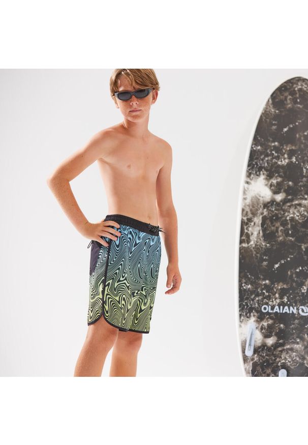 OLAIAN - Spodenki surfingowe dla dzieci Olaian 500 Wavywave. Kolor: niebieski. Materiał: materiał, poliester