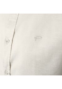 Lniano-Bawełniana Koszula Męska - Pako Jeans - Kolor Kości Słoniowej. Okazja: na co dzień. Typ kołnierza: button down. Kolor: beżowy, wielokolorowy, brązowy. Materiał: bawełna, len. Styl: casual #6