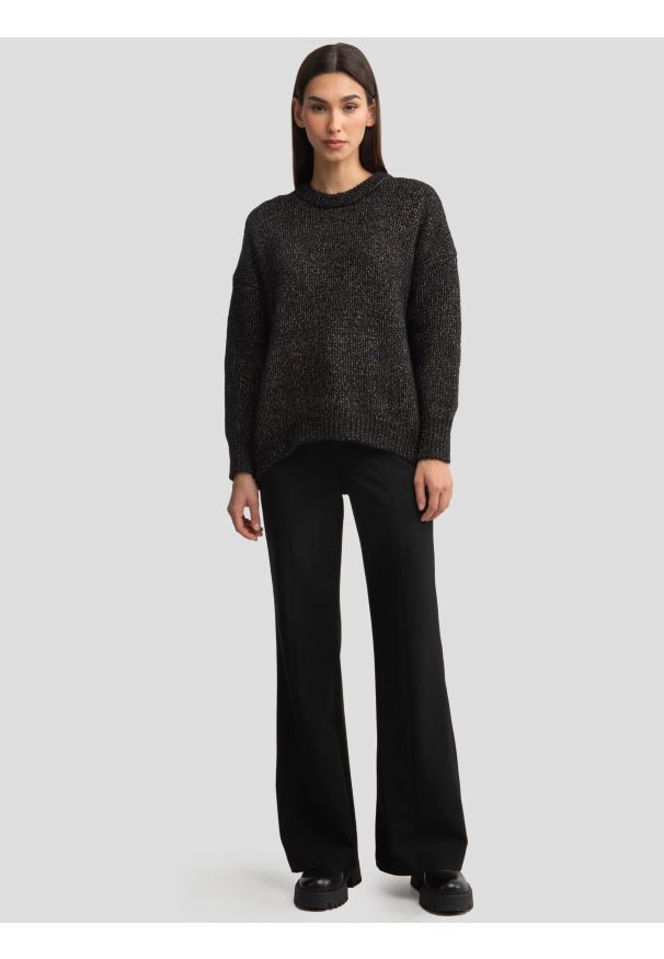 Big-Star - Sweter damski oversize z dodatkiem wełny czarny Mayamessa 906. Okazja: na co dzień. Kolor: czarny. Materiał: wełna. Sezon: zima. Styl: elegancki, casual