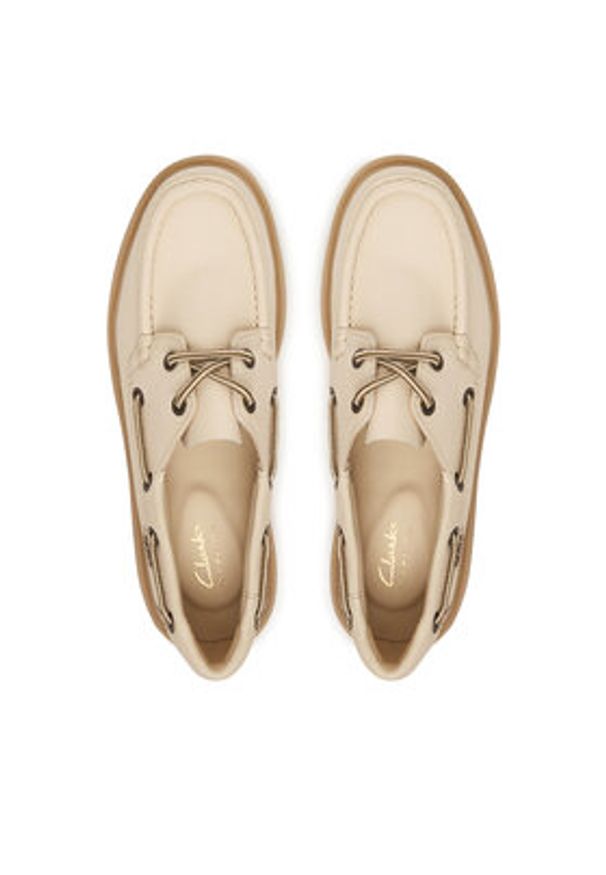 Clarks Sneakersy Cleyhill Boat. 26187841 Écru. Kolor: kremowy. Materiał: skóra