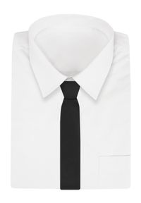 Modny Krawat Męski - Alties - Klasyczna Czerń, Jednokolorowy. Materiał: tkanina. Styl: klasyczny #2