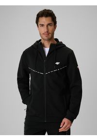 4f - 4F Bluza kibica z kapturem męska - czarna M. Okazja: na co dzień. Typ kołnierza: kaptur. Kolor: czarny. Wzór: nadruk. Styl: casual, sportowy #1