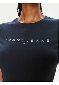 Tommy Jeans T-Shirt Linear DW0DW18398 Granatowy Slim Fit. Kolor: niebieski. Materiał: bawełna