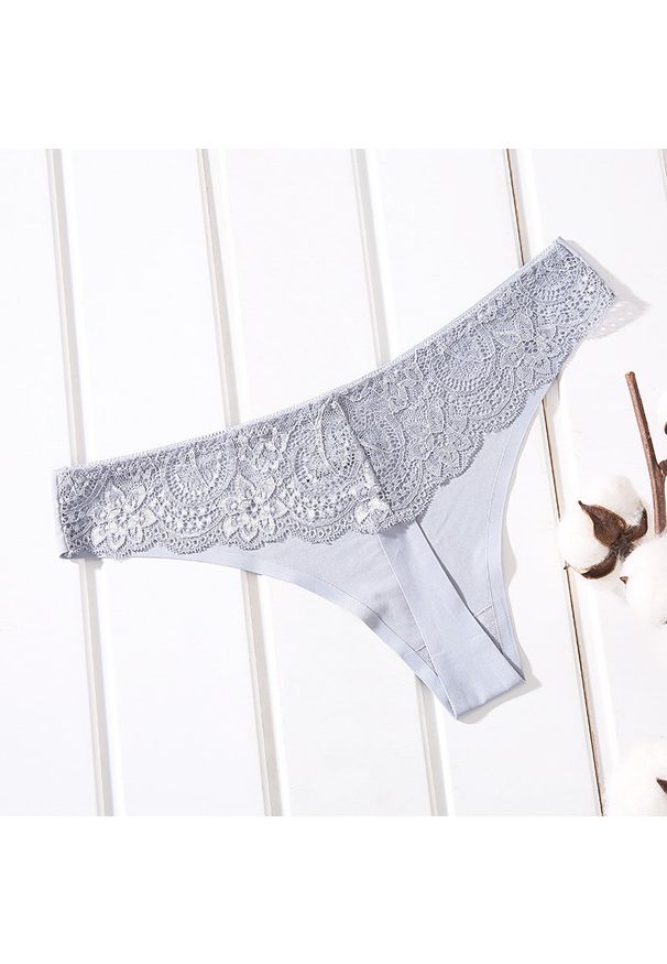 Intica - Stringi bezszwowe z koronkowym wykończeniem Dilek. Kolor: szary. Materiał: koronka