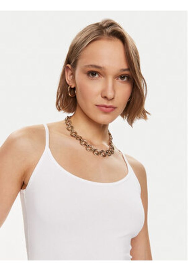 Gina Tricot Top 22470 Biały Slim Fit. Kolor: biały. Materiał: bawełna