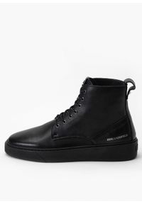 Karl Lagerfeld - Sneakersy męskie czarne KARL LAGERFELD FLINT Mid Lace Boot. Okazja: na co dzień, na spacer, do pracy. Kolor: czarny. Sport: turystyka piesza