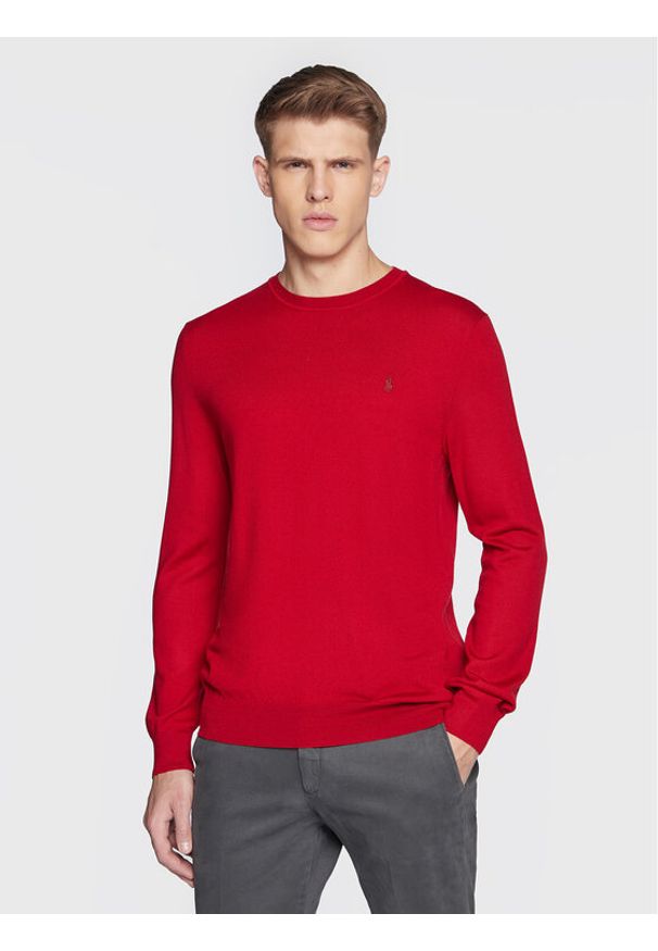 Polo Ralph Lauren Sweter 710876846009 Czerwony Slim Fit. Typ kołnierza: polo. Kolor: czerwony. Materiał: wełna