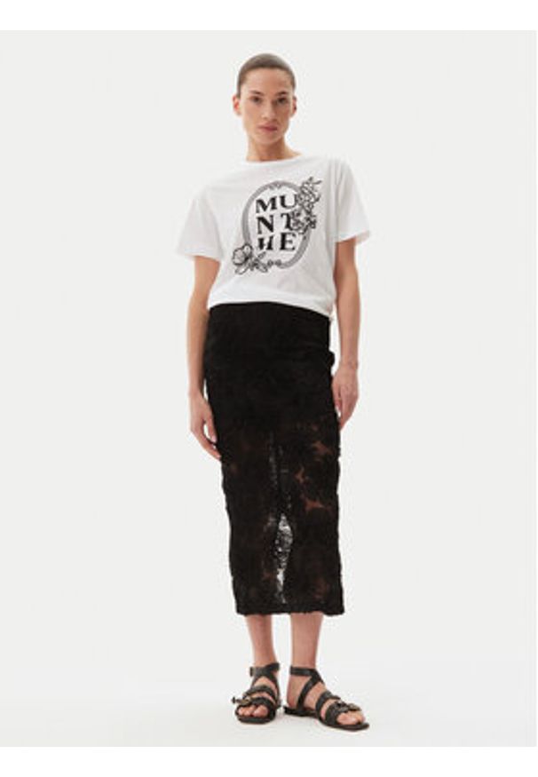 Munthe T-Shirt Fynella 251110925160 Biały Regular Fit. Kolor: biały. Materiał: bawełna
