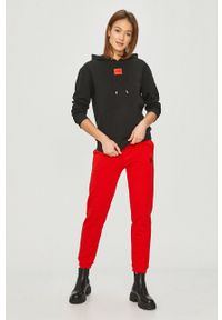 Hugo Spodnie 50455983 damskie kolor czerwony gładkie. Kolor: czerwony. Materiał: dzianina. Wzór: gładki #2