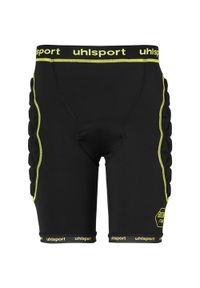 UHLSPORT - Wyściełane spodenki bramkarskie Uhlsport Bionikframe. Kolor: czarny, wielokolorowy, żółty. Długość: krótkie. Sezon: lato. Sport: fitness, piłka nożna