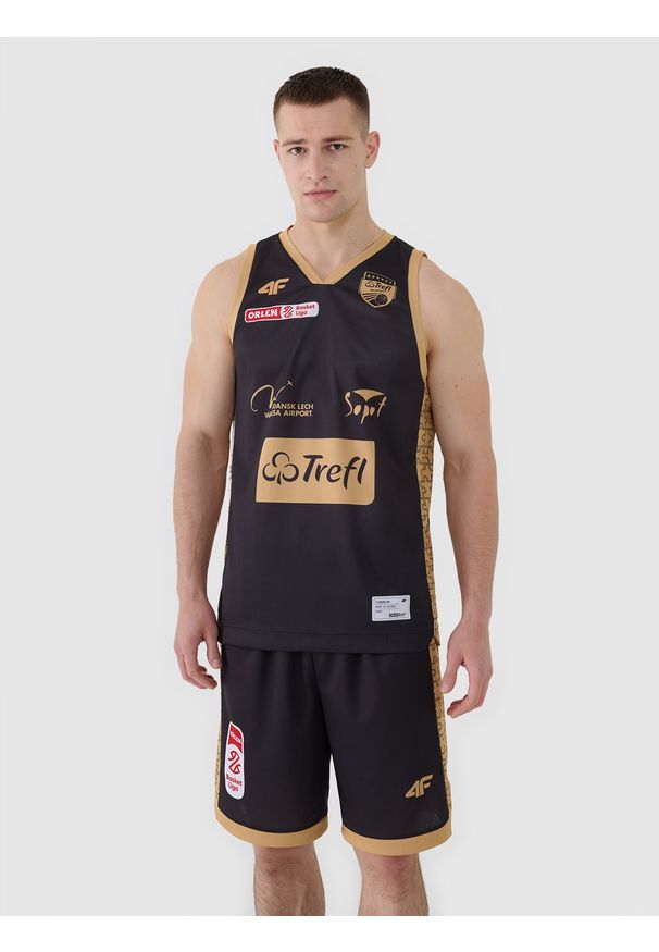 4f - 4F Koszulka meczowa replika wyjazdowa z sezonu 2024/25 męska 4F x PLK - Trefl Sopot - multikolor M. Typ kołnierza: dekolt w serek. Kolor: wielokolorowy. Materiał: syntetyk, włókno, materiał, dzianina. Wzór: gładki, aplikacja, napisy, ze splotem, nadruk. Sport: koszykówka, fitness