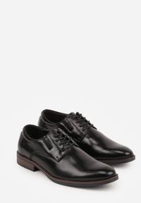 Born2be - Czarne Półbuty Wizytowe ze Skórzaną Wkładką i Geometryczną Wstawką Everis. Kolor: czarny. Materiał: skóra. Wzór: geometria. Styl: wizytowy #5