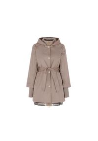 Ochnik - Kurtka puchowa damska z rękawem 3/4 i dzianinowymi mankietami. Kolor: brązowy. Materiał: poliester. Długość: długie. Wzór: aplikacja. Sezon: wiosna, zima. Styl: klasyczny #8