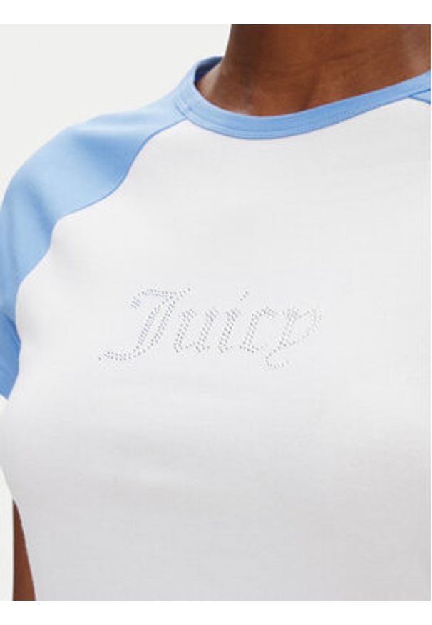 Juicy Couture T-Shirt Contrast JCWCT125307 Biały Slim Fit. Kolor: biały. Materiał: bawełna