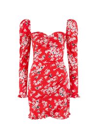 SELF LOVE - Czerwona sukienka Veracruz. Kolor: czerwony. Materiał: wiskoza. Wzór: kwiaty. Długość: mini #3