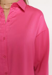 Born2be - Różowa Koszula na Guziki o Przedłużonym Kroju Alephio. Kolor: różowy. Materiał: materiał. Długość: długie. Styl: elegancki #5