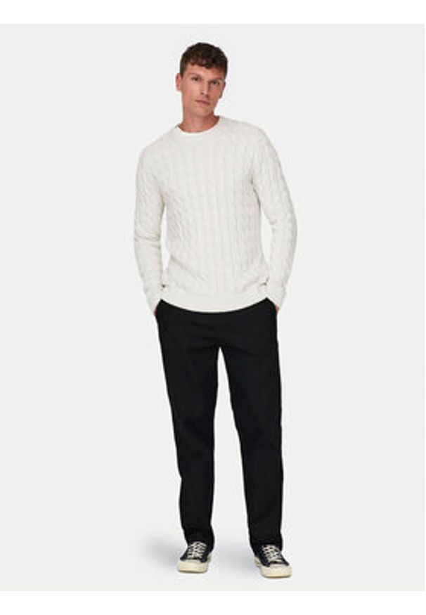Only & Sons Sweter 22026504 Écru Regular Fit. Materiał: syntetyk, bawełna