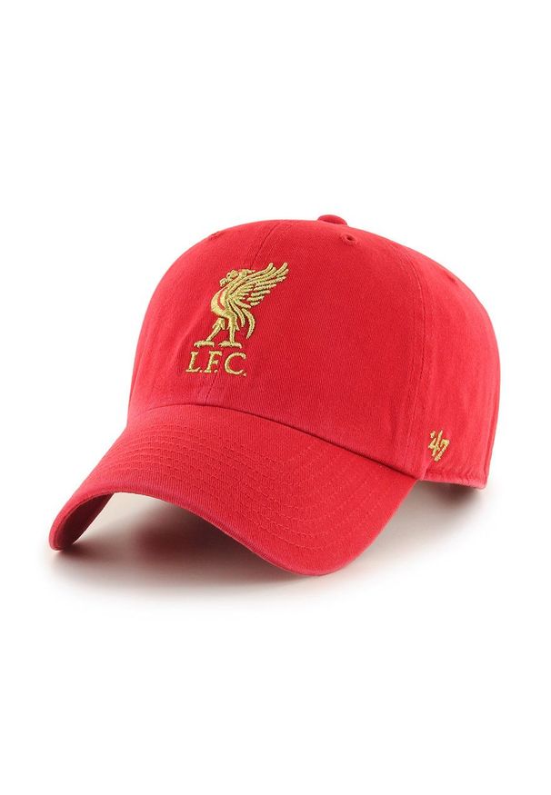 47 Brand - 47brand Czapka z daszkiem EPL Liverpool kolor czerwony z aplikacją. Kolor: czerwony. Wzór: aplikacja