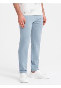 Ombre Clothing - Dresowe spodnie męskie z nogawką bez ściągacza - jasnoniebieskie V7 OM-PABS-0206 - XXL. Kolor: niebieski. Materiał: dresówka. Wzór: aplikacja. Styl: klasyczny, sportowy #5