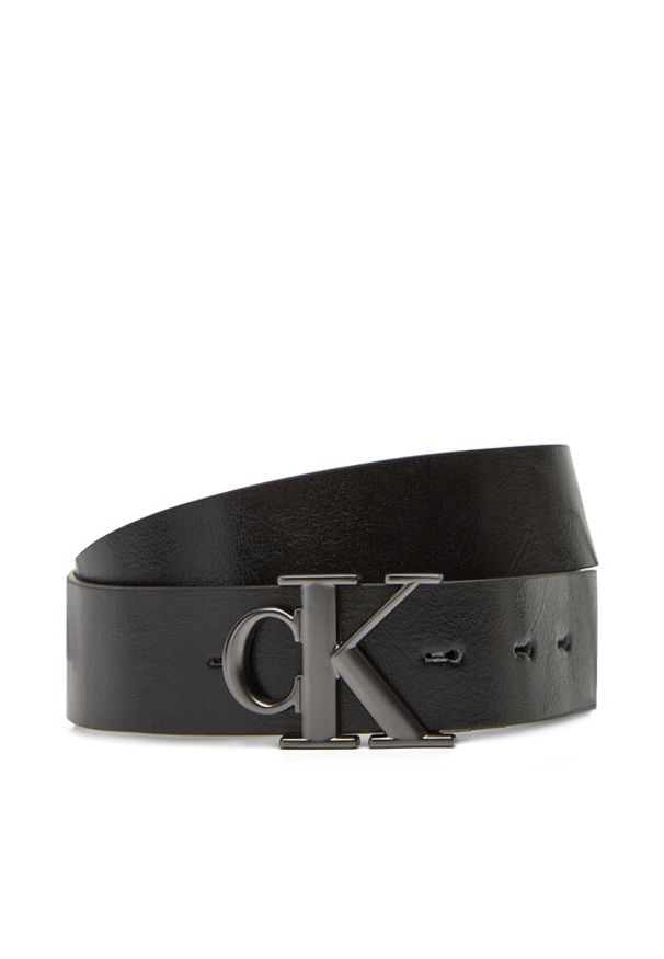 Calvin Klein Jeans Pasek Męski Monogram Plaque Buckle 35Mm Adj/Rev LV04G7033G Czarny. Kolor: czarny. Materiał: skóra