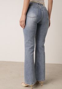 Born2be - Niebieskie Jeansy Dzwony z Bawełną o Wysokim Stanie Shirinorin. Okazja: na co dzień. Stan: podwyższony. Kolor: niebieski. Długość: długie. Styl: casual, elegancki #8