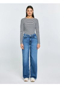 Big-Star - Bluzka damska w paski granatowa Vensa 403. Okazja: na co dzień. Kolor: niebieski. Materiał: dzianina, jeans. Długość rękawa: długi rękaw. Długość: długie. Wzór: paski. Styl: klasyczny, casual, elegancki #5