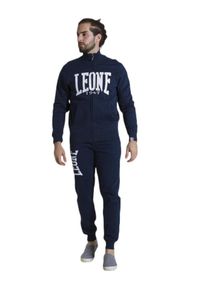 LEONE 1947 APPAREL - Męska bluza zapinana na zamek i stójka Leone 1947 Apparel. Typ kołnierza: kołnierzyk stójkowy. Kolor: niebieski. Materiał: tkanina. Sport: fitness