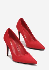 Born2be - Czerwone Wysokie Szpilki z Imitacji Zamszu Sandstra. Okazja: na imprezę. Kolor: czerwony. Materiał: zamsz. Sezon: jesień, zima. Obcas: na szpilce. Styl: elegancki #4