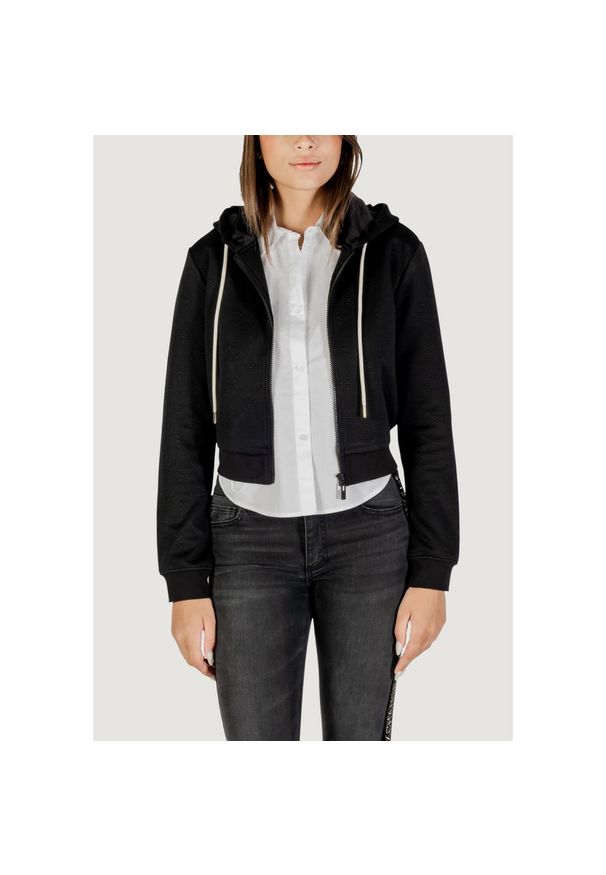 Guess Active - Bluza Kobieta GUESS ACTIVE 3D PEONY ZIPPER HOODIE JACKET. Kolor: czarny. Materiał: tkanina