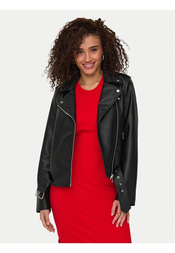 only - ONLY Kurtka z imitacji skóry Mille 15357332 Czarny Slim Fit. Kolor: czarny. Materiał: skóra