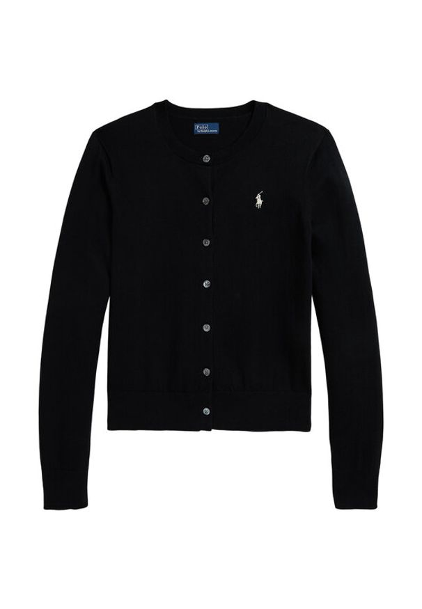 Polo Ralph Lauren Kardigan 211971871005 Czarny Slim Fit. Typ kołnierza: polo. Kolor: czarny. Materiał: bawełna