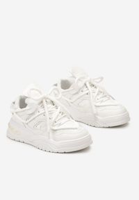 Born2be - Białe Sneakersy na Grubej Podeszwie z Kolorowymi i Metalicznymi Wstawkami Ecastia. Kolor: biały. Wzór: kolorowy #3