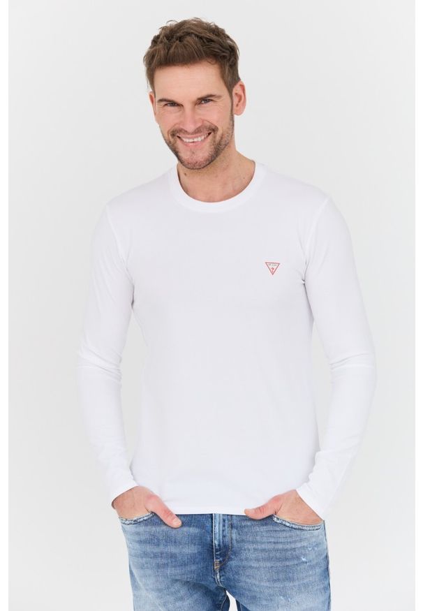 Guess - GUESS Biały męski longsleeve Core Tee, Rozmiar XXL. Kolor: biały. Długość rękawa: długi rękaw