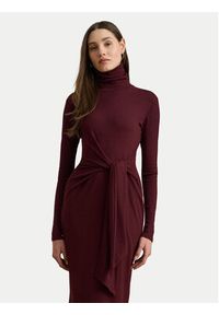 Lauren Ralph Lauren - LAUREN RALPH LAUREN Sukienka dzianinowa 200980028006 Bordowy Slim Fit. Kolor: czerwony. Materiał: bawełna #4