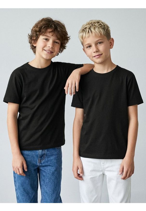 Sinsay - Bawełniane koszulki basic 2 pack - czarny. Kolor: czarny. Materiał: bawełna